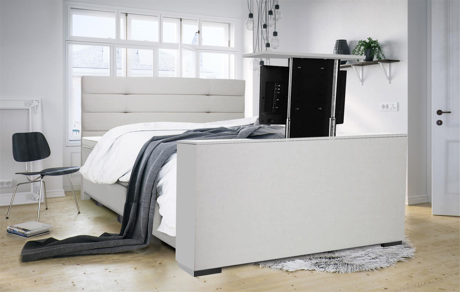 Boxspring luxury Monaco met TV Lift koopt u bij BoschBedding