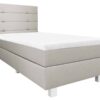 Boxspring 1 persoons Nordic beige zij- en vooraanzicht