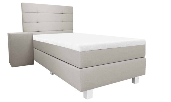 Boxspring 1 persoons Nordic beige zij- en vooraanzicht