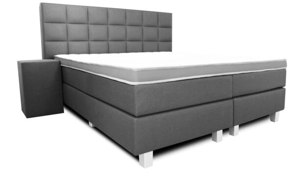 Boxspring Luxury Florence antraciet zij- en vooraamzicht