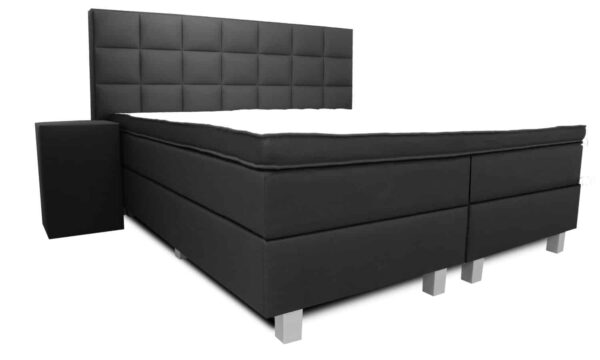 Boxspring Luxury Florence zwart zij- en vooraanzicht