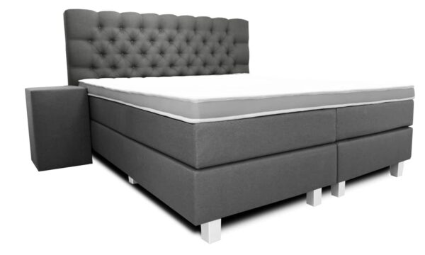 Boxspring Luxury Nice antraciet zij- en vooraanzicht