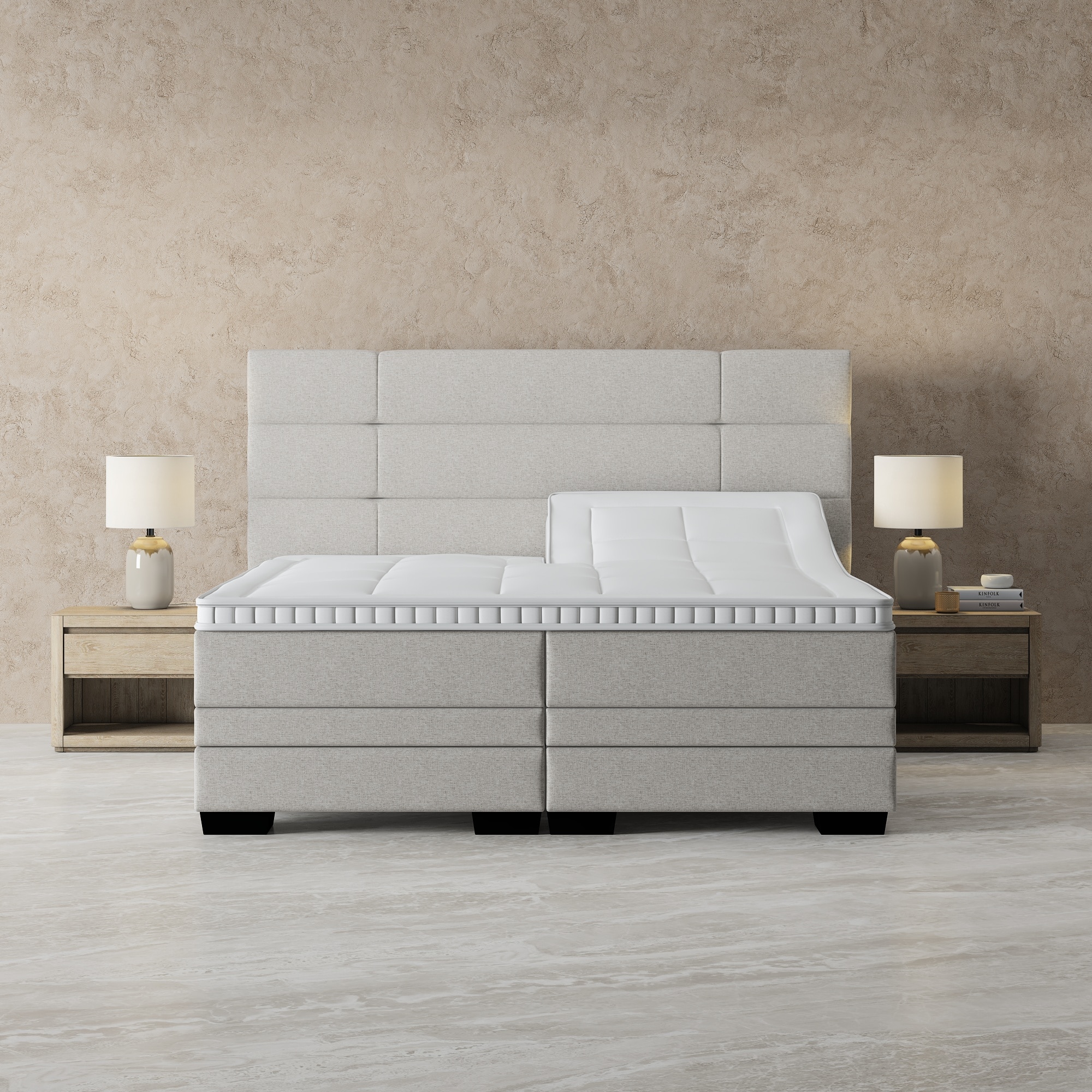 Elektrische Boxspring Monaco vooraanzicht