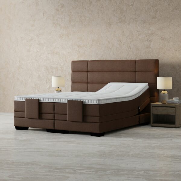 Elektrische boxspring luxury monaco met rem bruin