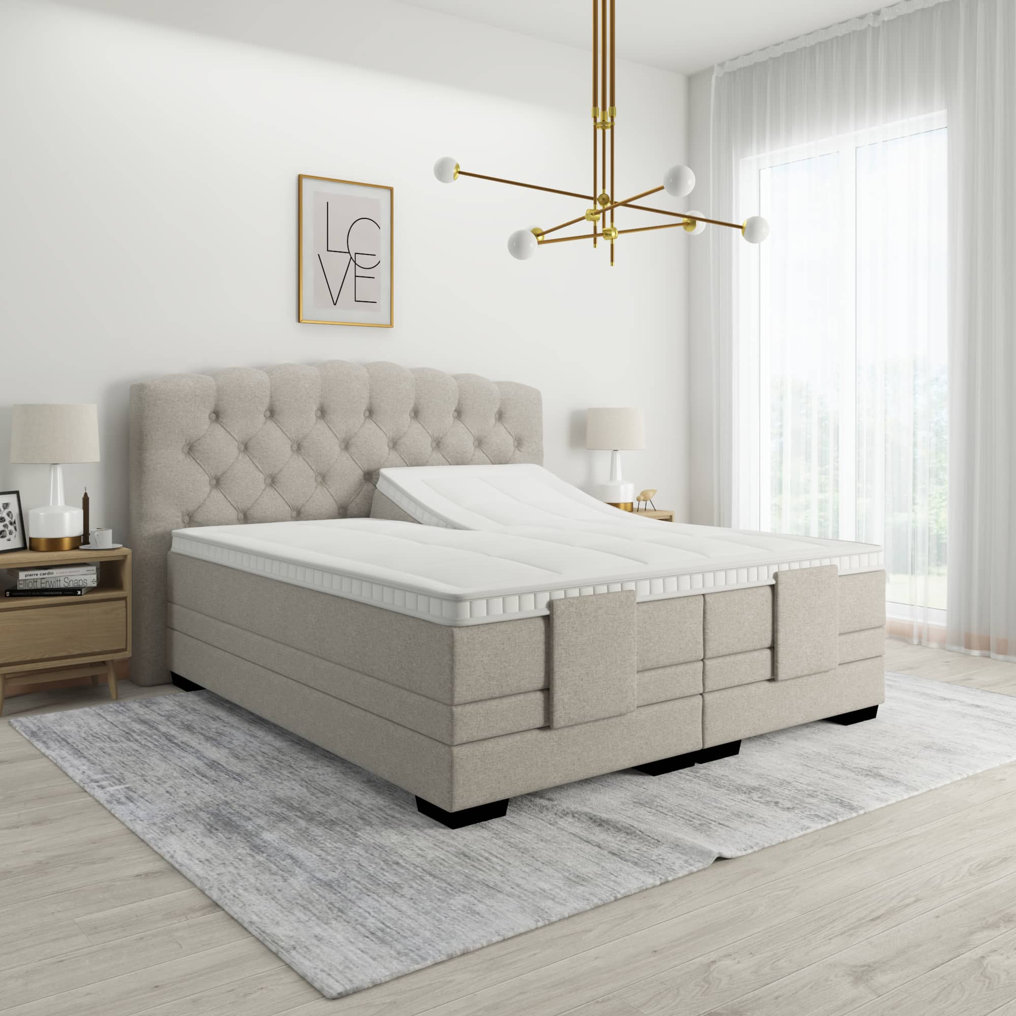 Elektrische boxspring luxury valencia met rem beige