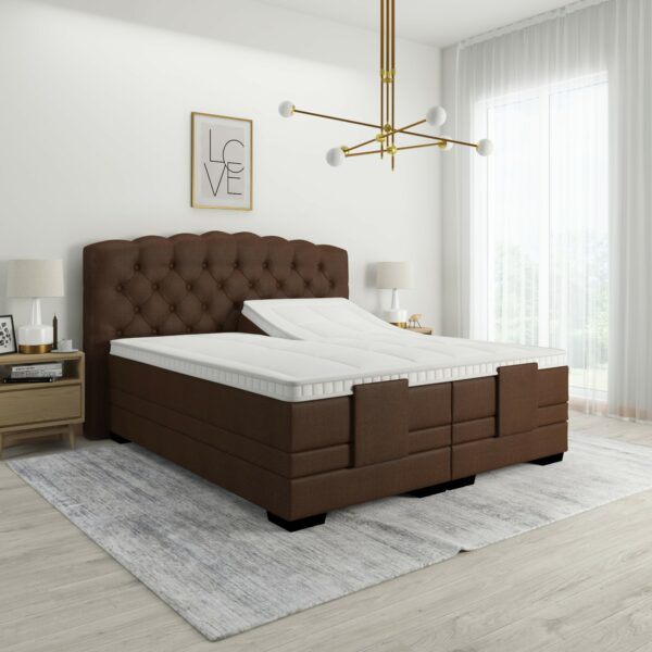 Elektrische boxspring luxury valencia met rem bruin