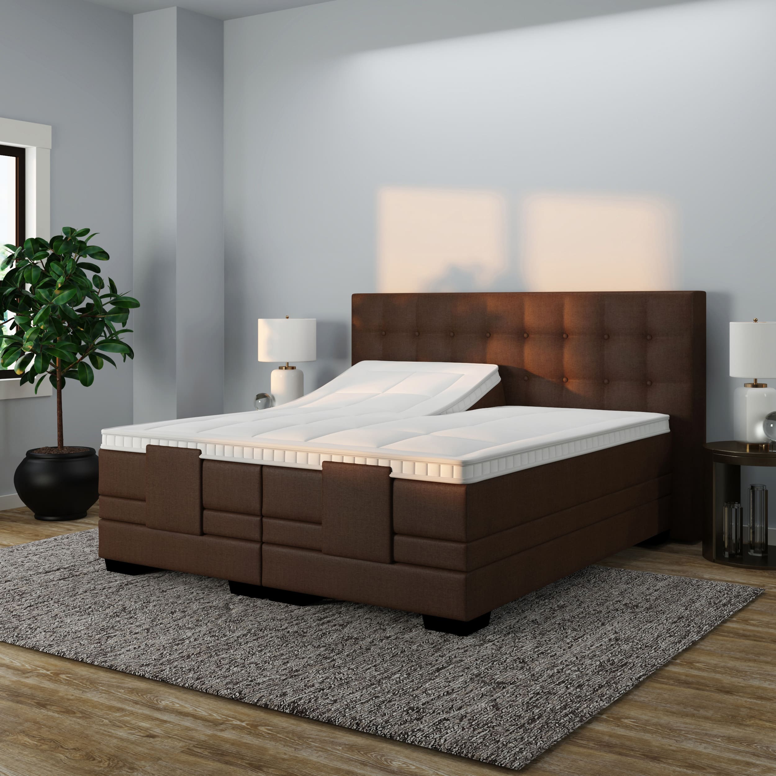 Elektrisch Boxspring Luxury Lissabon met rem bruin