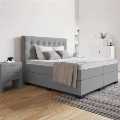 Zijkant van grijze Boxspring Luxury Lissabon in slaapkamer