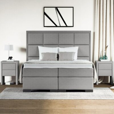 Boxspring Exclusive Manhattan grijs vooraanzicht