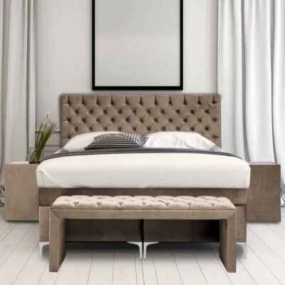 Boxspring Barones taupe vooraanzicht