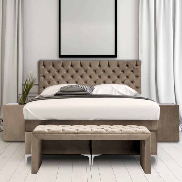 Boxspring Barones taupe vooraanzicht