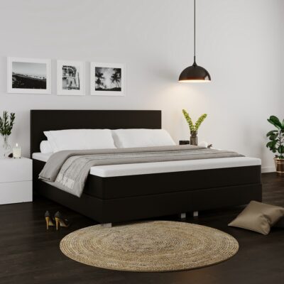 Boxspring aanbieding XXL leatherlook zwart