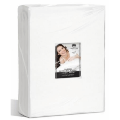 Dubbel jersey matras hoeslaken wit in verpakking