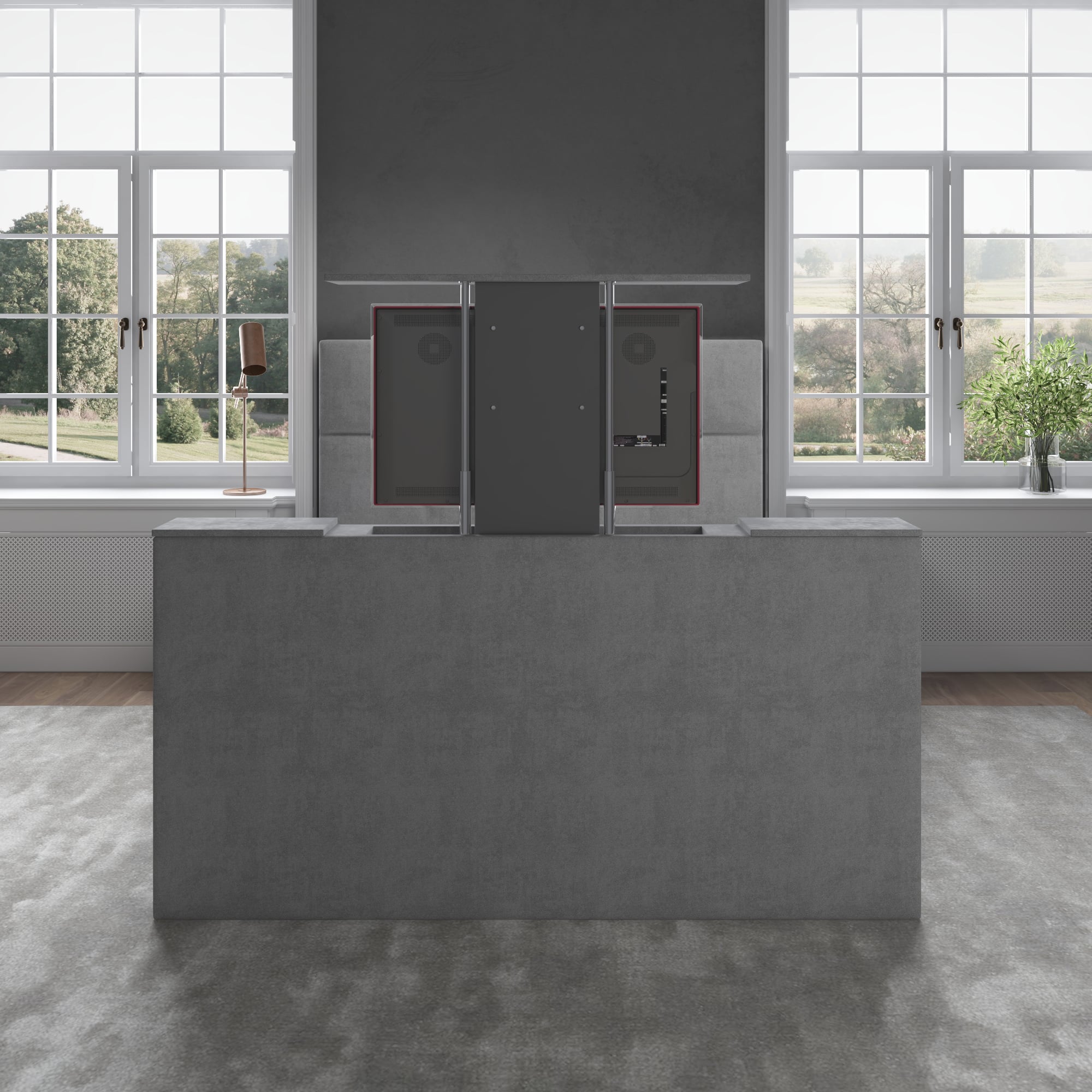 Boxspring BIG Mondriaan met TV-lift vooraanzicht